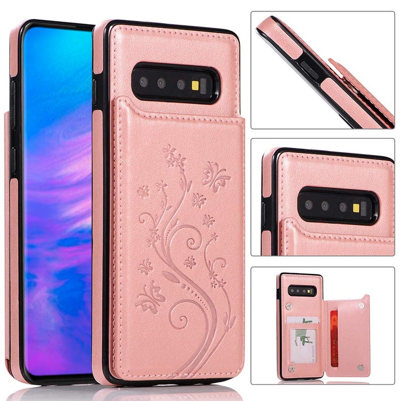Asuwish Phone Case for Samsung Galaxy S10 Plus with Tempered Glass Screen Protector and Card Holder Wallet Cover Stand Flip Leather Cell Accessories Glaxay S10+ 10S S 10 10plus S10plus Cases Women Rose Gold - Image 3
